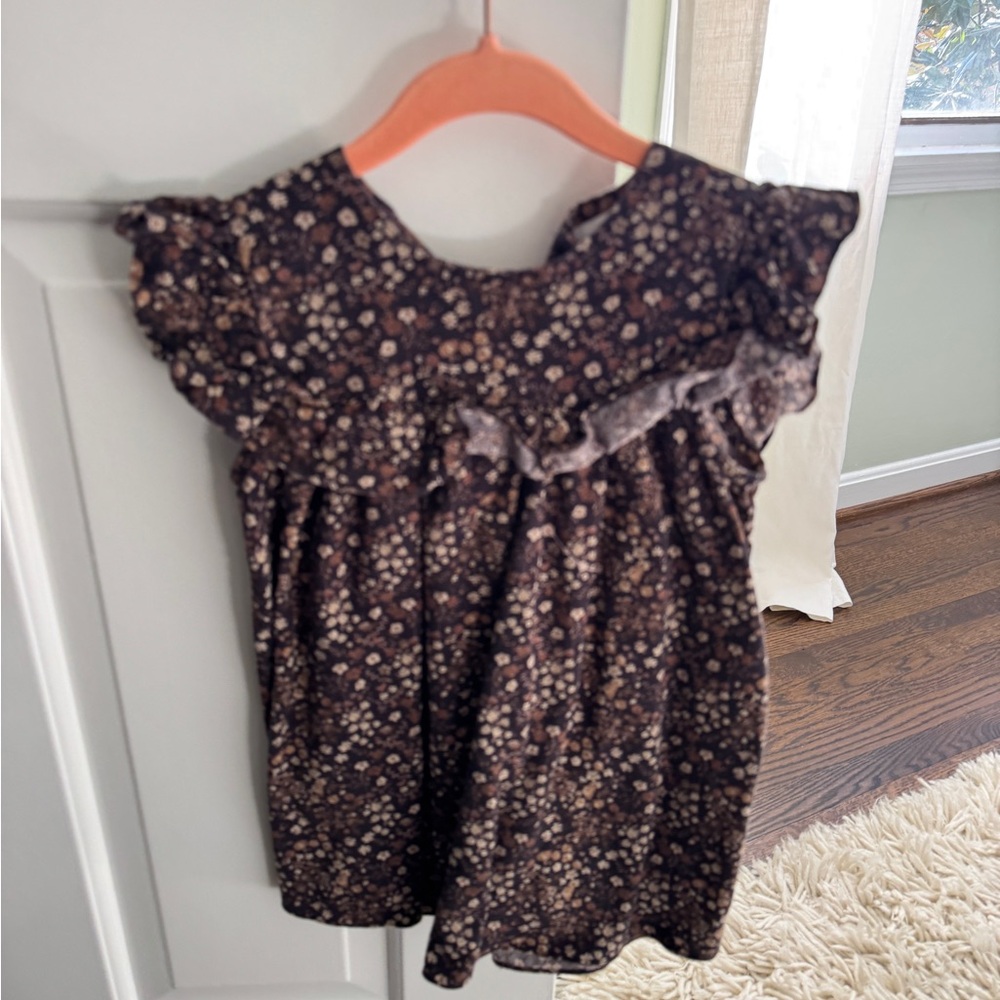 Jamie Kay Floral Kids Blouse - Brown and Cream